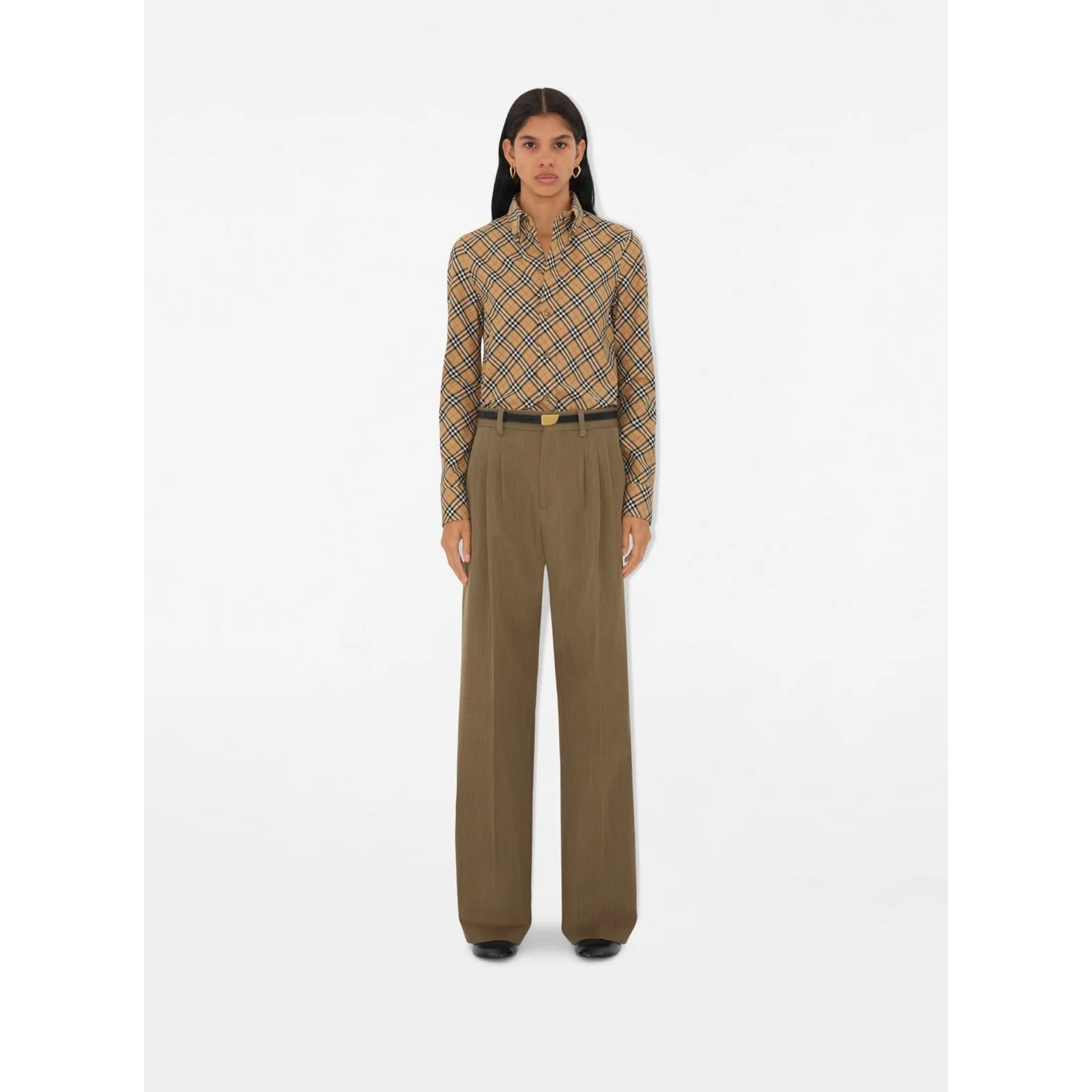 New Burberry Checkered Cotton Shirt Size Us 2